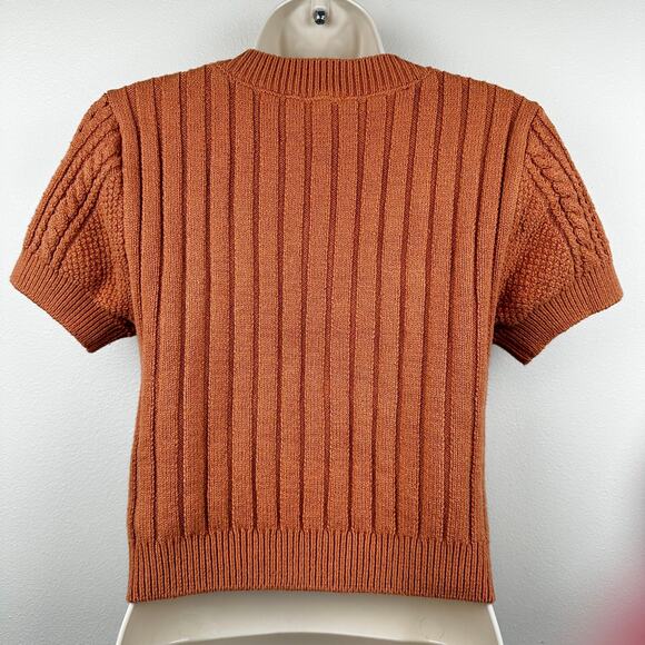 Free People Intimately Short Sweet Crop Top Sweater Cable Knit in Sugar Almond L - Picture 6 of 12